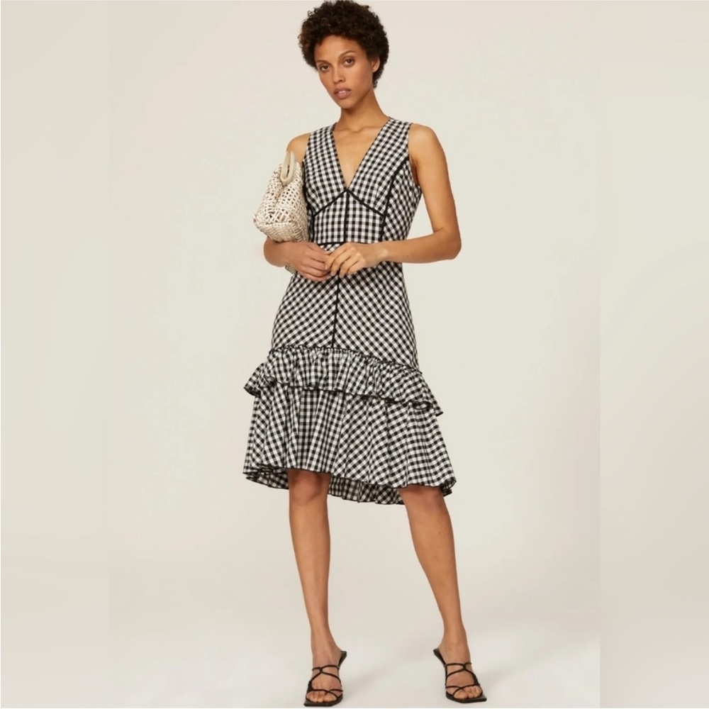 TOME Collective Gingham Ruffle Hem Dress - Black White Summer Cotton Dress 6